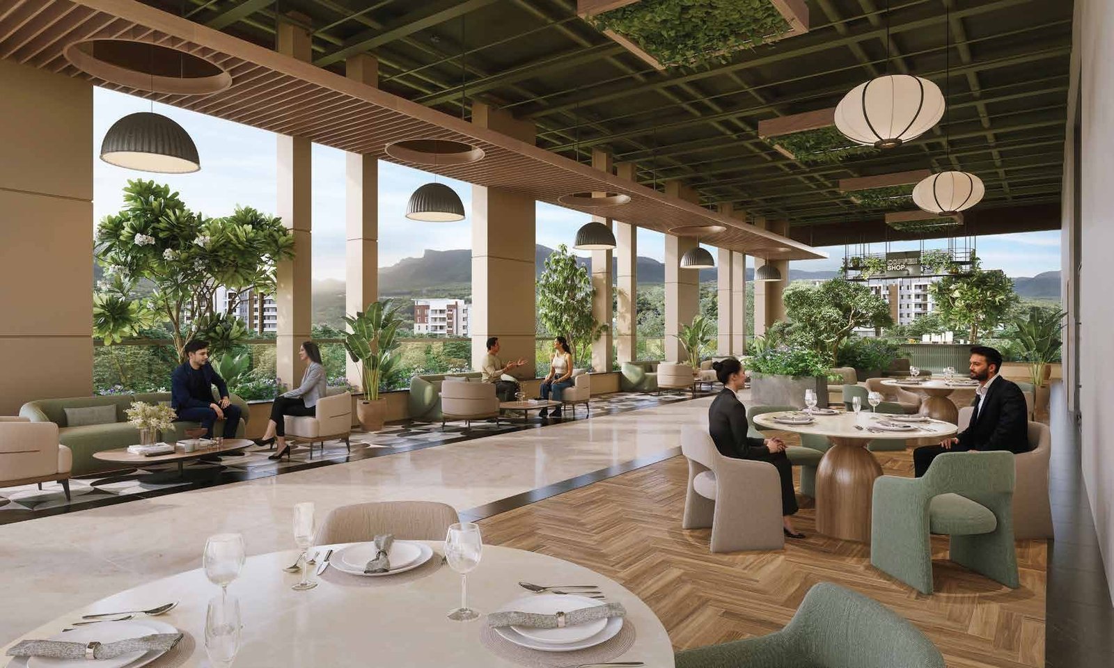 Ambar by Arkaa — rooftop fine-dining terrace overlooking the surrounding landscape